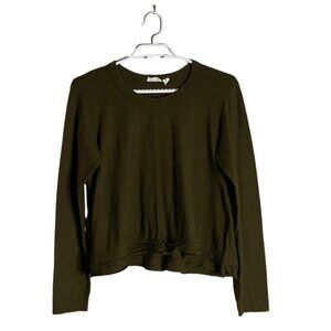 Wilt Women's Olive Green Crop Long Sleeve Top